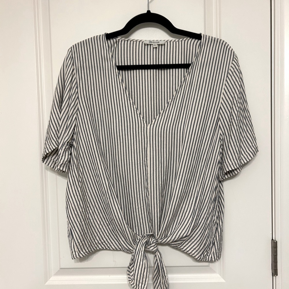 NWOT Madewell Striped Tie Hem Top